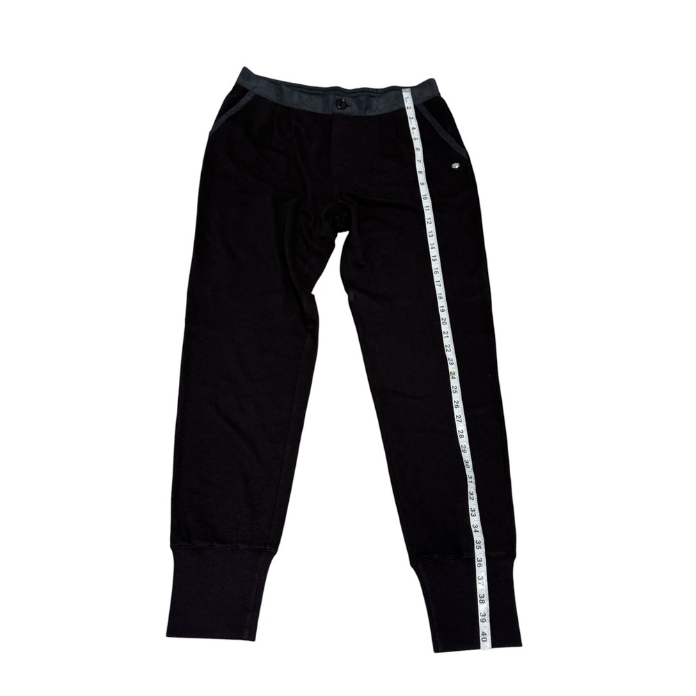 Juicy Couture Black Cotton Jogger Pants Women's M Satin Trim Pull On Cuffed Y2K - Picture 7 of 12